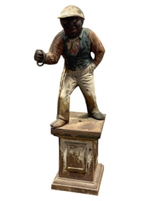 Old Cast Iron Black Americana Lawn Jockey