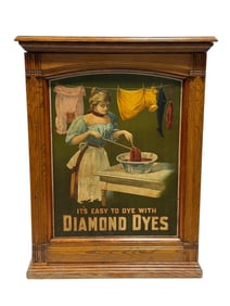 Antique Countertop Diamond Dyes Display Cabinet