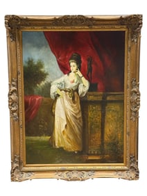 Signed Batholomew Oil on Canvas Portrait of Woman