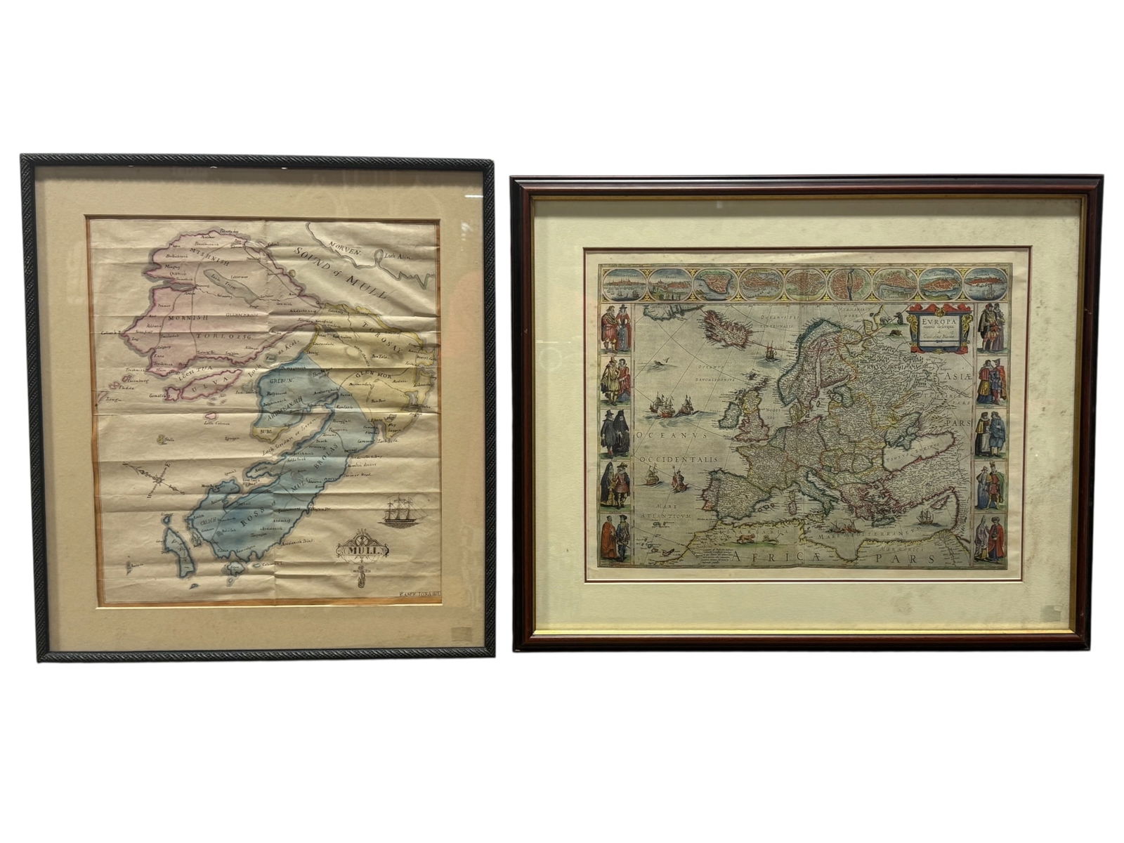 Lot of 2 European Map Prints (1 of 10)