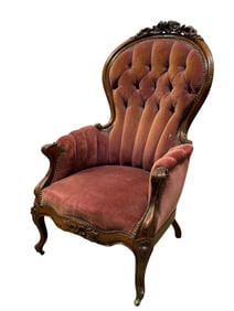Victorian Mahogany Carved Wood Arm Chair