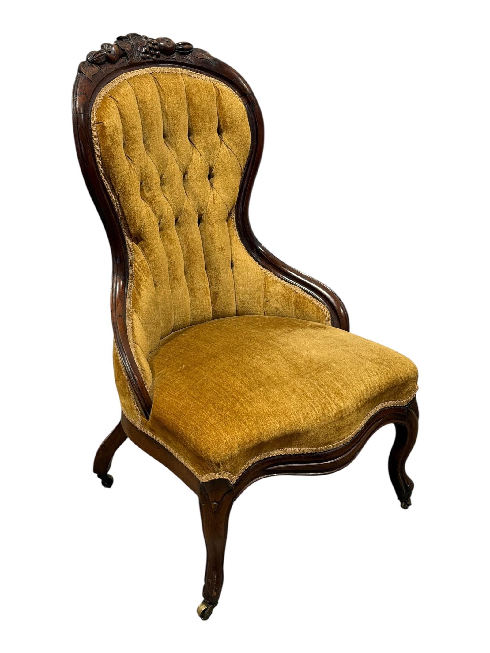 Victorian Carved Walnut Parlor Chair (1 of 9)