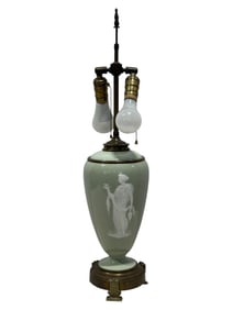 Signed 19th C. Hinks Pate Sur Pate Porcelain Converted Lamp