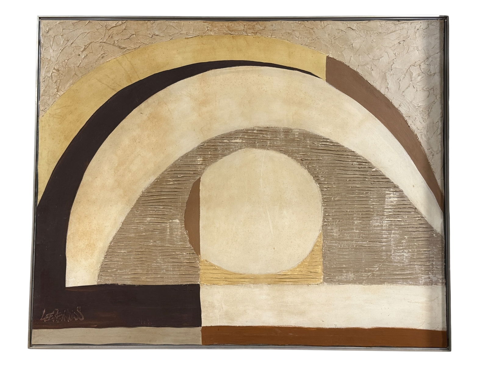 Signed Lee Reynolds MCM Oil on Canvas Abstract Painting (1 of 5)