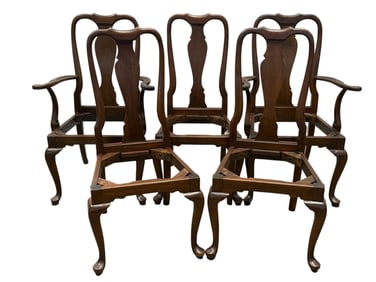 Set of 5 Antique Queen Anne Style Dining Chair Frames