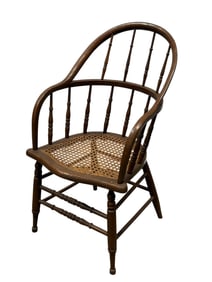 Antique American Cane & Oak Windsor Arm Chair
