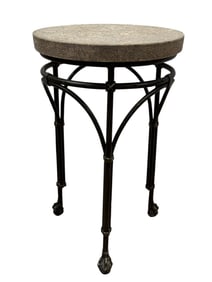 Stone Top Side Table w/ Iron Base