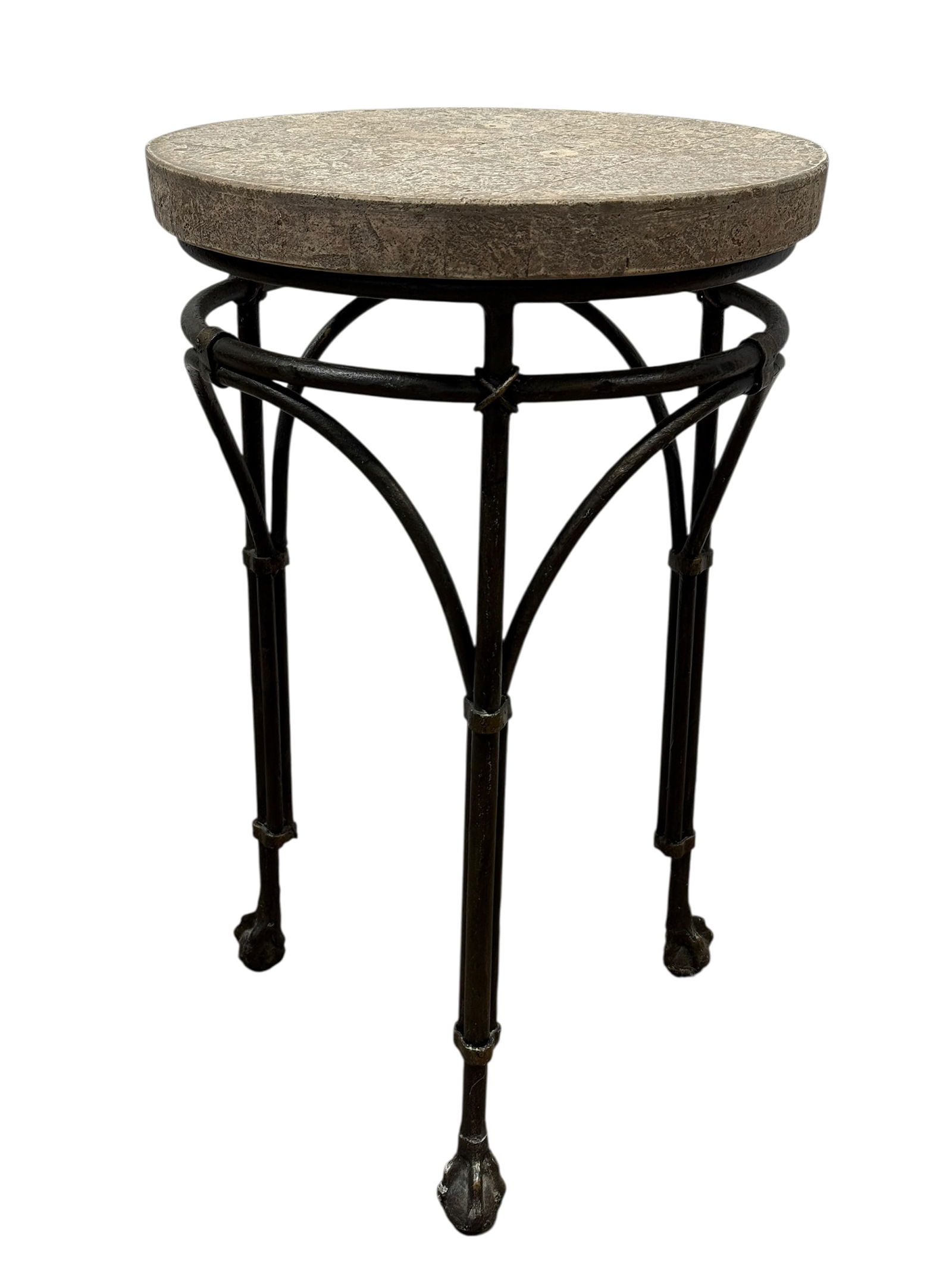 Stone Top Side Table w/ Iron Base (1 of 4)