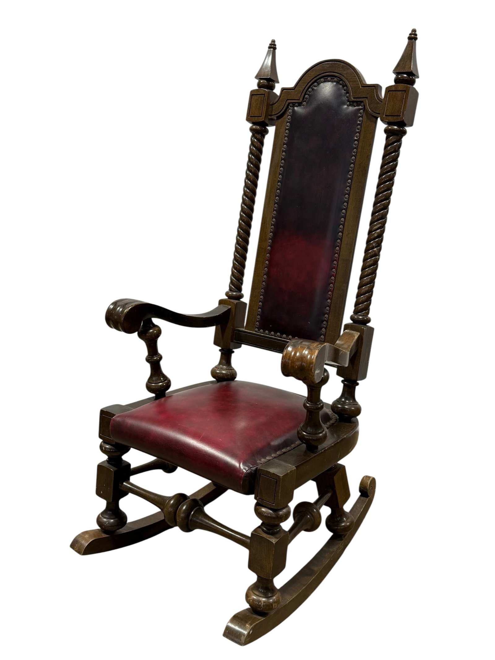 English Tudor Style Throne Mahogany Rocking Chair (1 of 11)