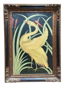 Signed Gervais Oil on Canvas Swan Painting