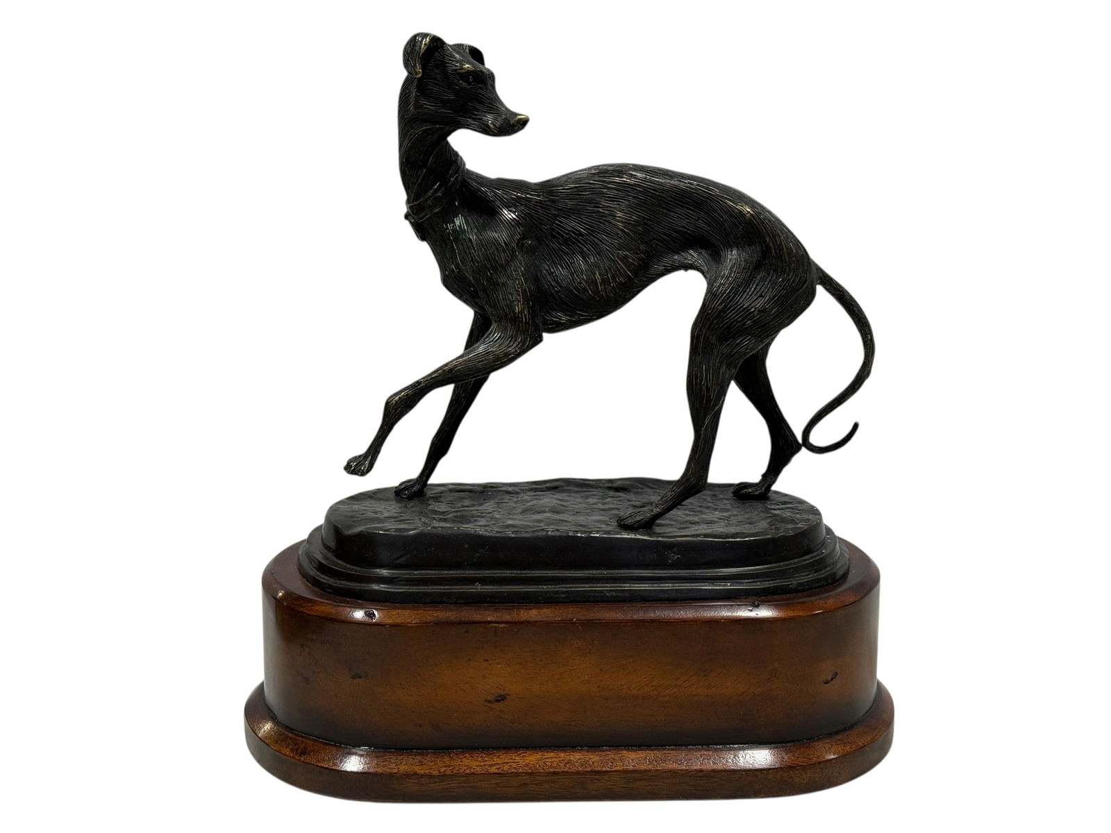 Bronze Theodore Alexander Greyhound Sculpture on Wood Base (1 of 9)