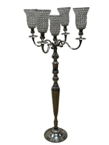 Aluminum & Beaded Floor Candelabra