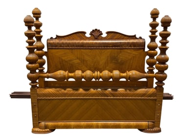 1940s Waterfall Full Size Bed Frame w/ Rails