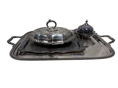 Group of 4 Silver Plate Serving Pieces