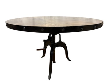 Large Rockwell Adjustable Crank Round Top Dining Table
