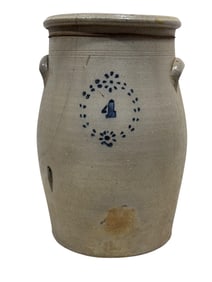 Antique 4 Gal Pennsylvania Stoneware Churn