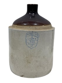 Antique Stoneware "Acorn Wares" Pottery Whiskey Jug