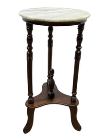 Victorian Style Mahogany Marble Top Plant Stand
