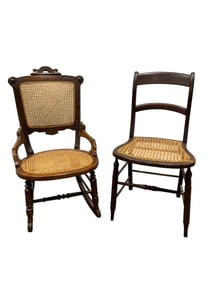 Antique Caned Chair & Crocker