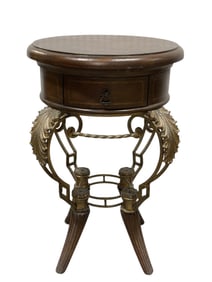 Faux Leather Side Table w/ Metal Base