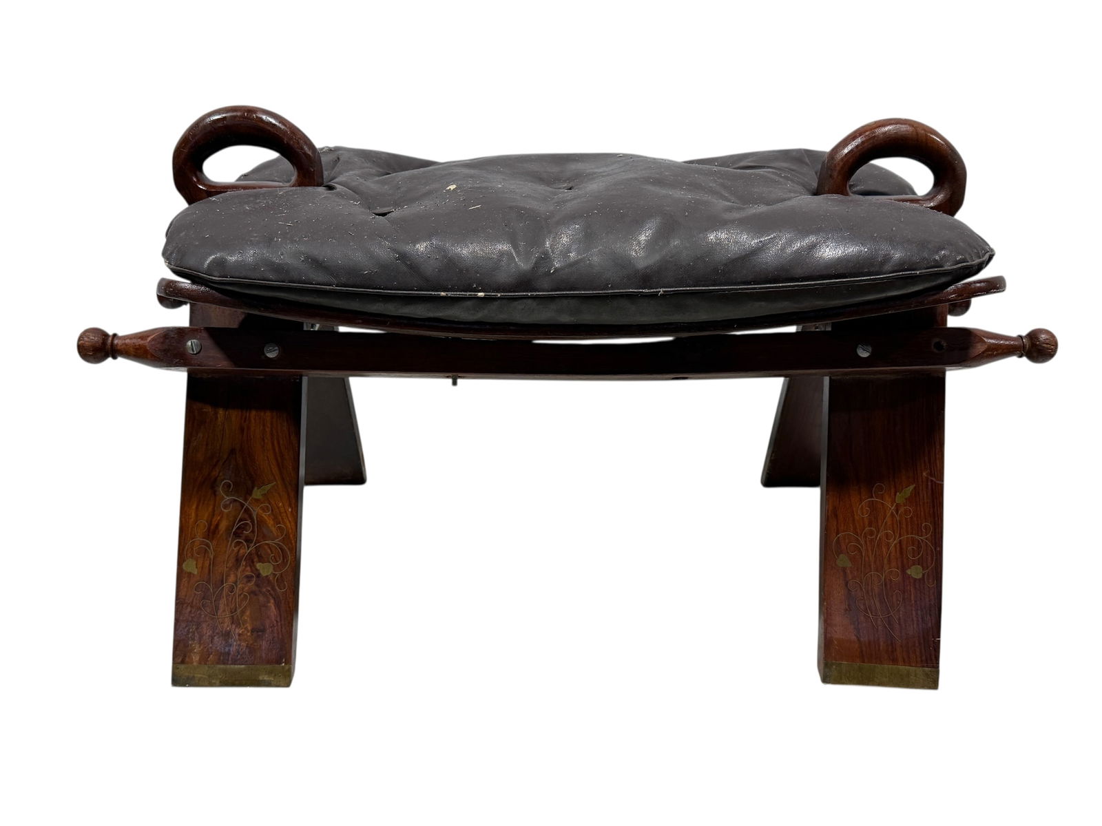 Egyptian Leather & Wood Camel Saddle Footstool (1 of 13)
