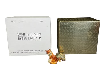 Estee Lauder "Fiery Fox "Solid "White Linen" Perfume Compact
