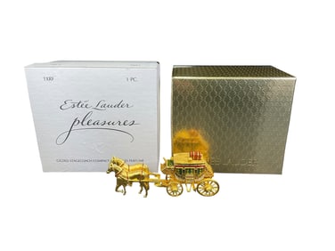 Estee Lauder "Gilded Stagecoach" Solid "Pleasures" Perfume Compact
