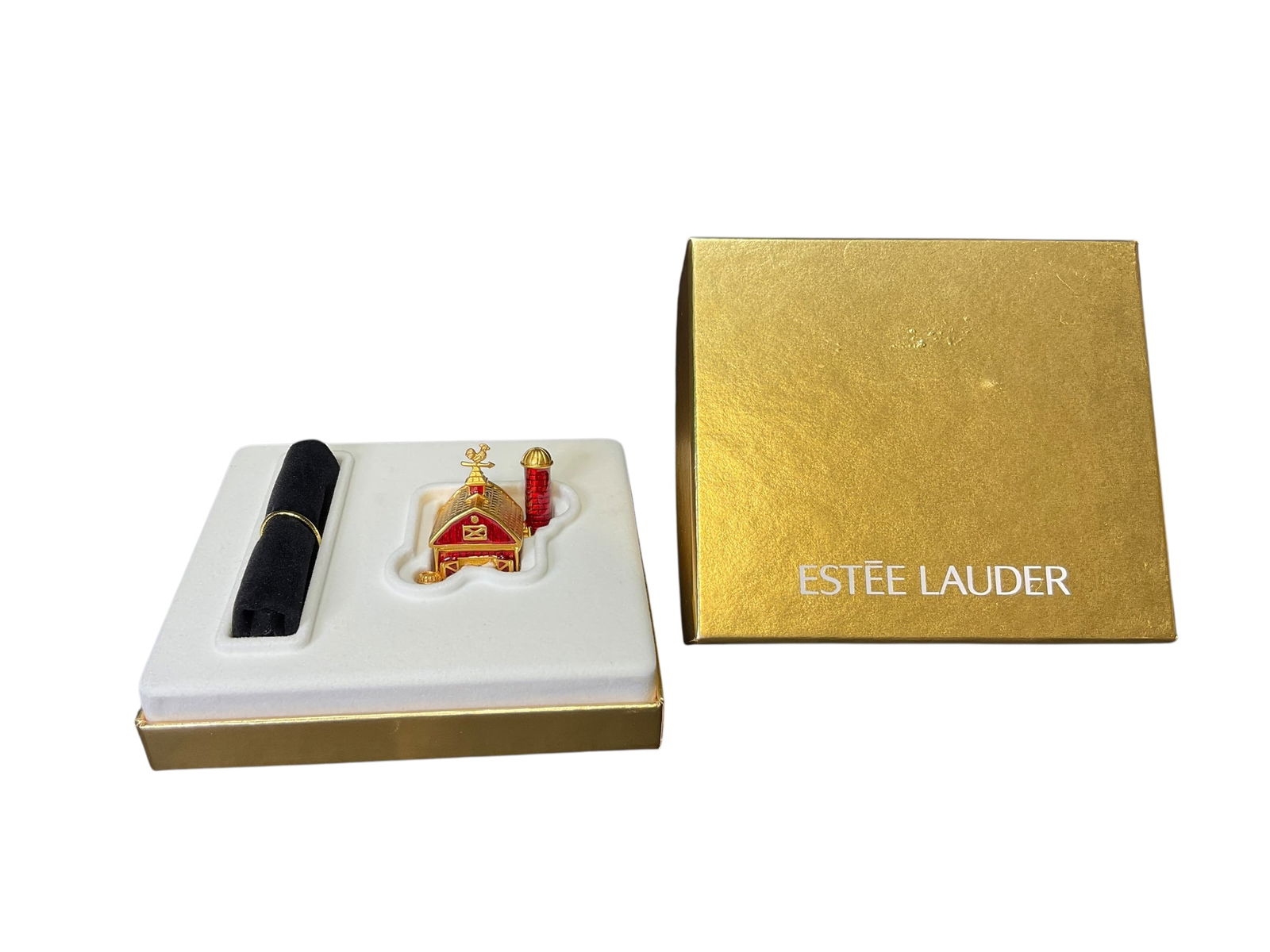 Estee Lauder "Little Red Barn" Solid "Pleasures"  Perfume Compact (1 of 6)