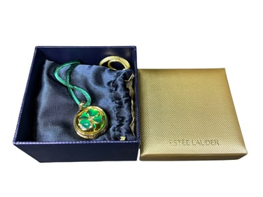 Estee Lauder "Four Leaf Clover" Solid "Pleasures" Perfume Compact