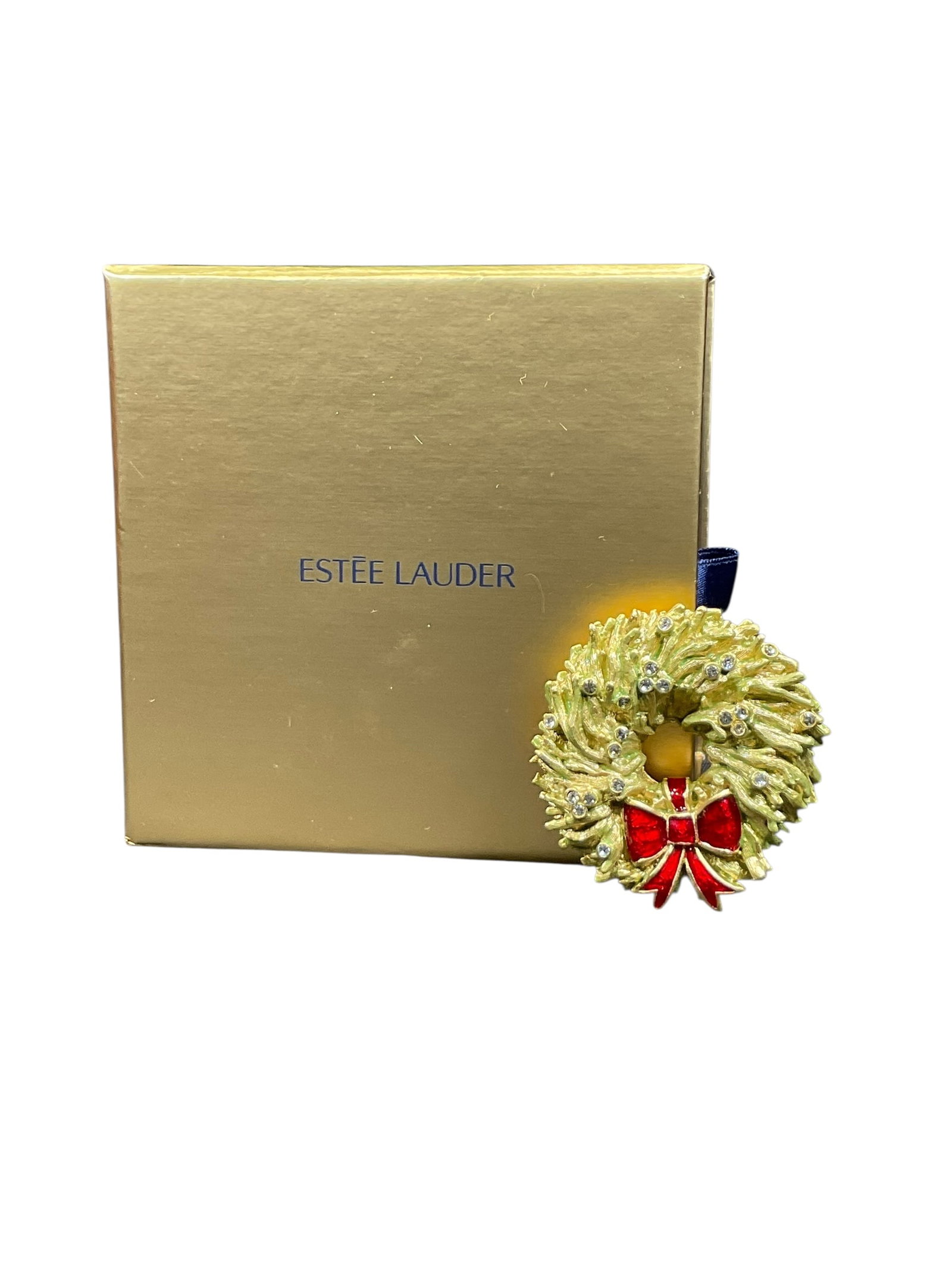 Estee Lauder "Holiday Wreath" Solid "Pure White Linen" Perfume Compact (1 of 5)