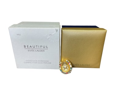 Estee Lauder "Good Luck Horseshoe" Solid "Beautiful" Perfume Compact