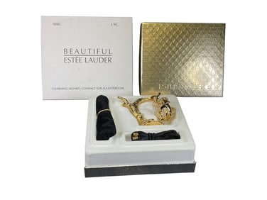 Estee Lauder "Charming Monkey" Solid "Beautiful" Perfume Compact