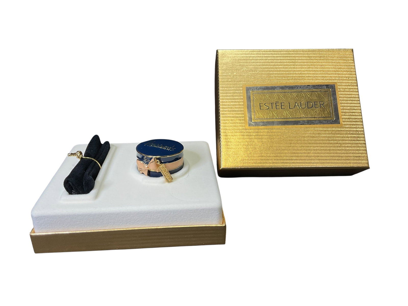 Estee Lauder "Harrods Hat Box" Solid "Pleasures" Perfume Compact (1 of 6)