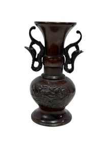 19th C. Bronze Japanese Meiji Vase