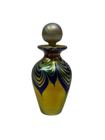Signed Steven V. Correia Iridescent Pulled Feather Perfume Bottle