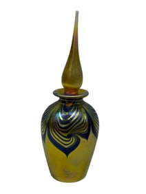 Signed Steven V. Correia Iridescent Pulled Feather Perfume Bottle