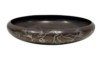 Circa 1915 Heintz Arts & Crafts Bronze & Sterling Overlay Bowl