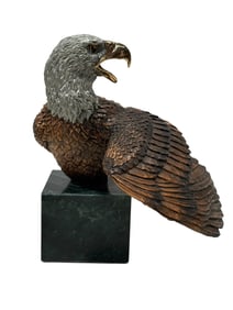 Signed Legends Mixed Media Bronze "Defiance" Eagle Sculpture