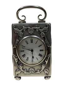 Victorian English Silver Cased  William Comyns-London Carriage Clock