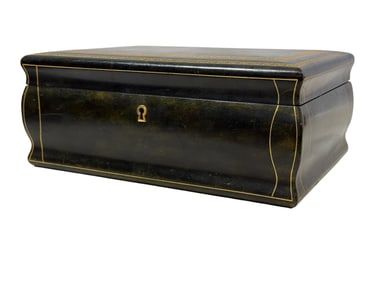 Fine Genuine Green Italian Leather Jewelry Box w/ Key
