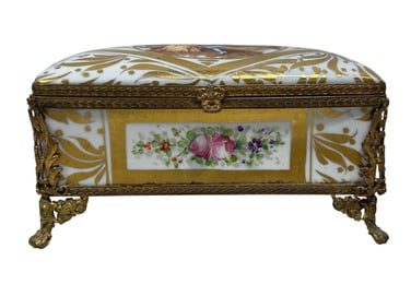 Antique French Ormolu Mounted Porcelain Box