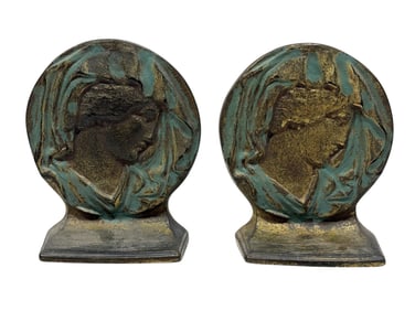 Pair of RARE Antique Art Deco Iron Bookends