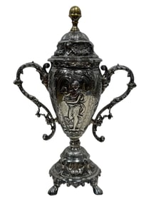 Victorian Silverplate Double Handle Urn w/ Lid
