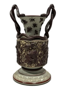 RARE Late 19th C. German Aesthetic Mettlach Style Exhibition Piece Vase