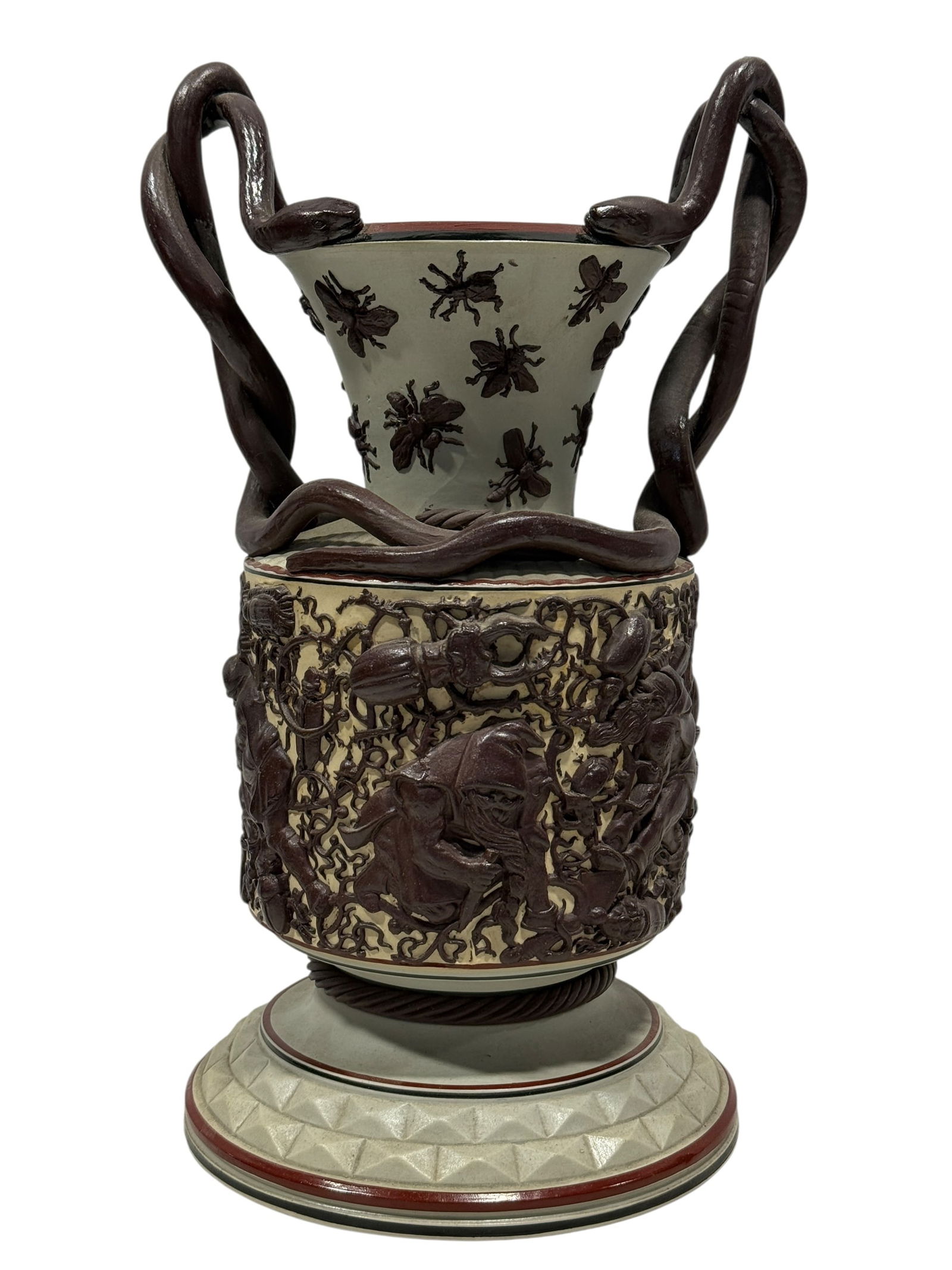 RARE Late 19th C. German Aesthetic Mettlach Style Exhibition Piece Vase (1 of 15)