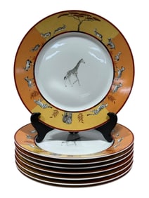 Set of 8 Hermes Africa Dinner Plates w/ Original Boxes