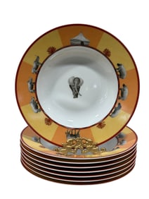 Set of 8 Hermes Africa Soup Bowls w/ Original Boxes