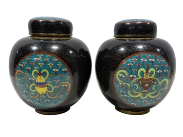 Pair of 19th C. Chinese Cloisonne Ginger Jars