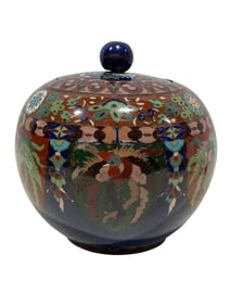 Late 19th C. Japanese Cloisonne Meiji Covered Jar
