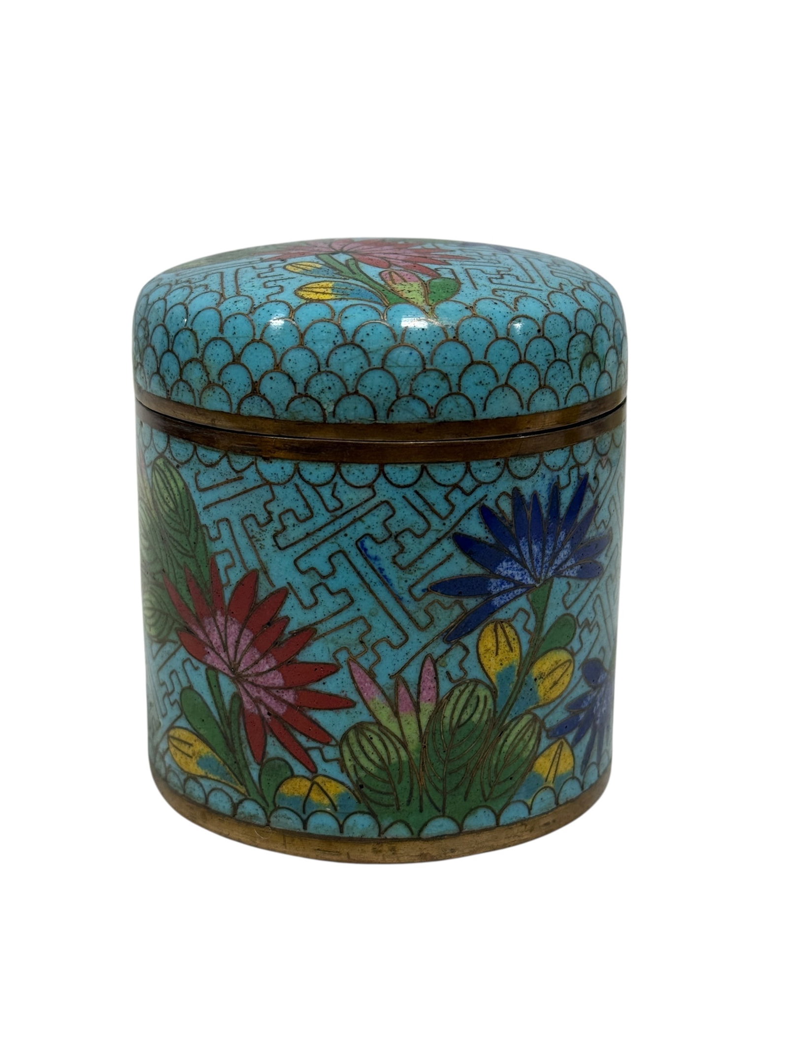 Late 19th C. Chinese Cloisonne Qing Dynasty Cylinder Jar (1 of 7)